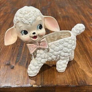 Vintage 1950s Big Eye Lamb Planter – Made in Japan / with foil label